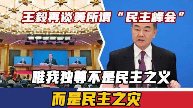 王毅再谈美所谓“民主峰会”:唯我独尊不是民主之义,而是民主之灾