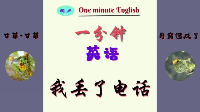 一分钟英语D19 我丢了电话 | 英语学习 | Learn English | 英语口语 | 英语语法 |英语发音