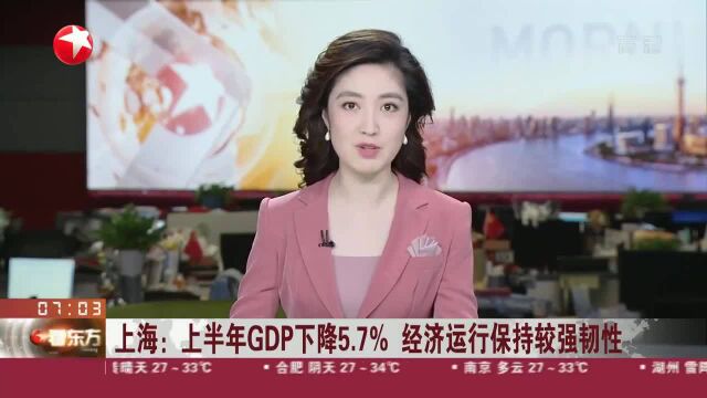 上海:上半年GDP下降5.7% 经济运行保持较强韧性