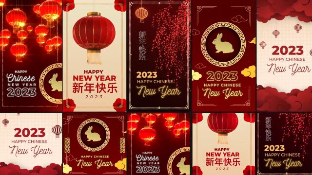 fcpx插件 2023年中国新年社交推广竖屏片头模板 支持M1M2 Chinese New Year