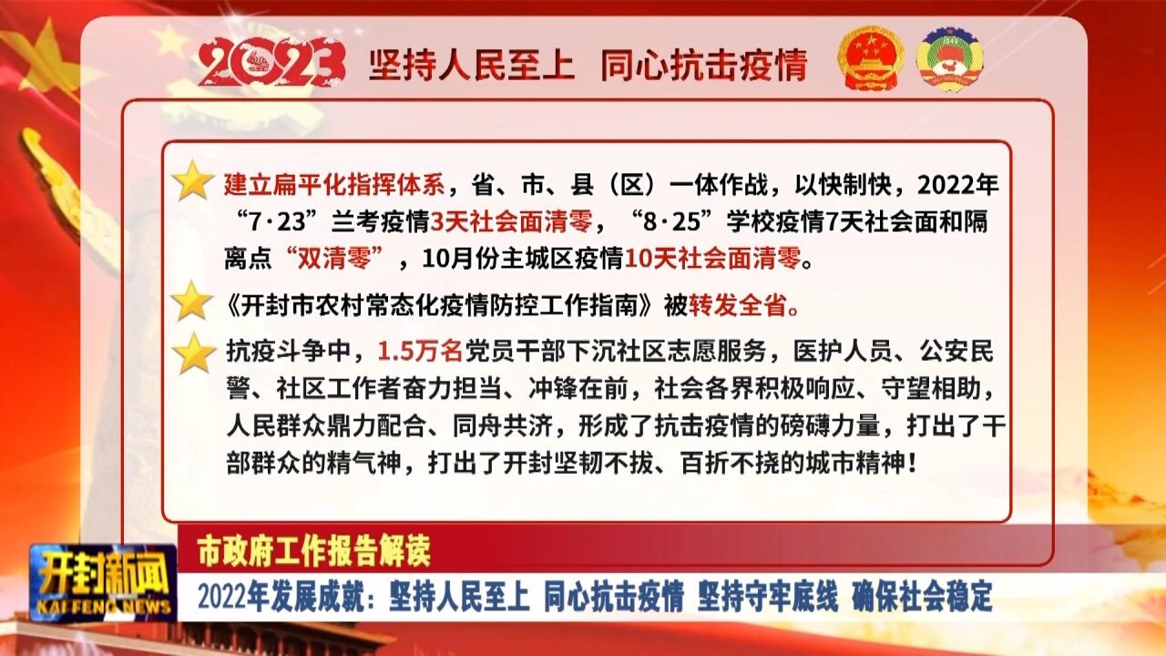 2022年发展成就:坚持人民至上 同心抗击疫情 坚持守牢底线 确保社会稳定