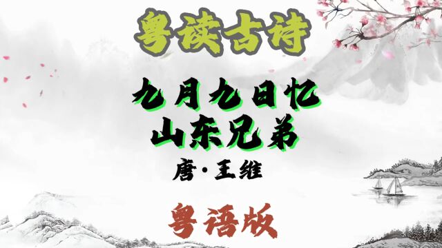 粤读古诗|第13集|《九月九日忆山东兄弟》唐ⷧŽ‹维粤语#粤语