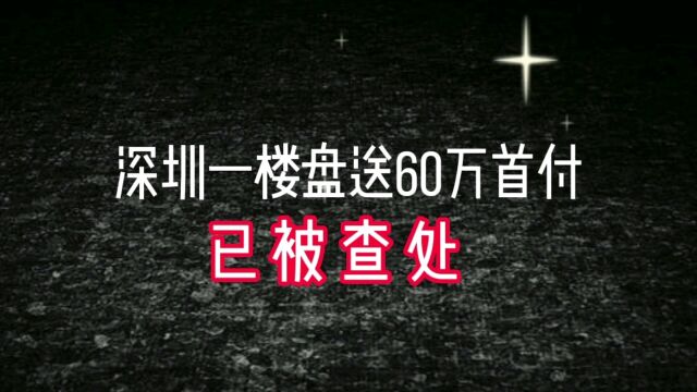 深圳一楼盘送60万首付 已被查处