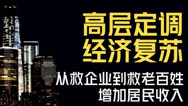 高层定调经济复苏!从救企业到救老百姓,着力增加居民收入!