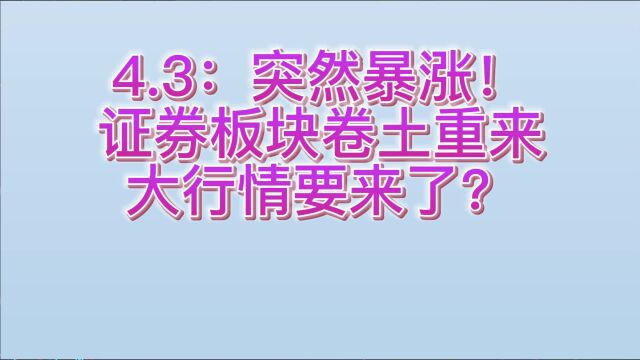 4.3:谁能成为证券本周的龙头?证券4虎大比拼