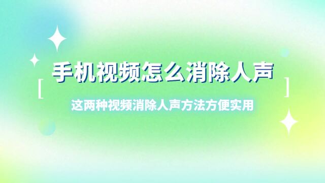 手机视频怎么消除人声?这两种视频消除人声方法方便实用