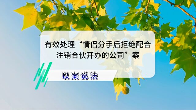 有效处理“情侣分手后拒绝配合注销合伙开办的公司”案