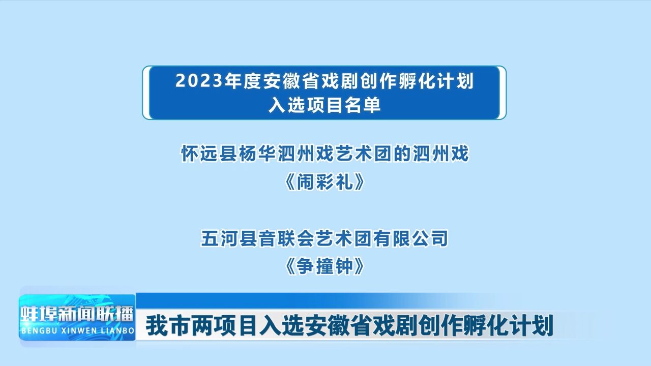 我市两项目入选安徽省戏剧创作孵化计划