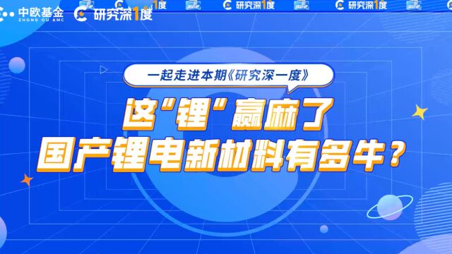 中欧基金《研究深一度》 这“锂”赢麻了!国产锂电新材料有多牛?