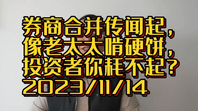 券商合并传闻起,老太太吃硬饼,散户兄弟你耗不起?