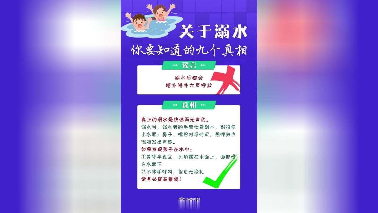 目前正值暑期,溺水事故进入高发期,关于溺水的九个真相,你要知道