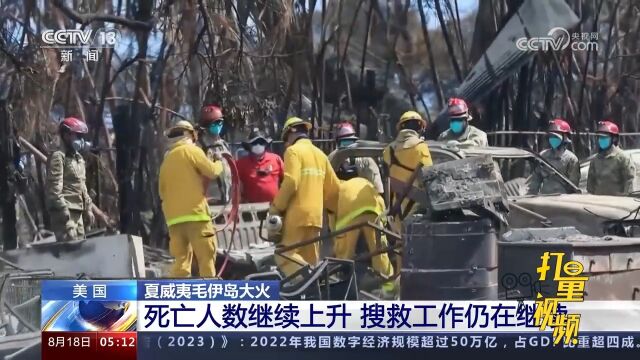 美国夏威夷毛伊岛大火死亡人数继续上升,搜救工作仍在继续