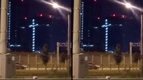 外媒：社交媒体照片显示，圣彼得堡“瓦格纳中心”大楼亮起“十字架”