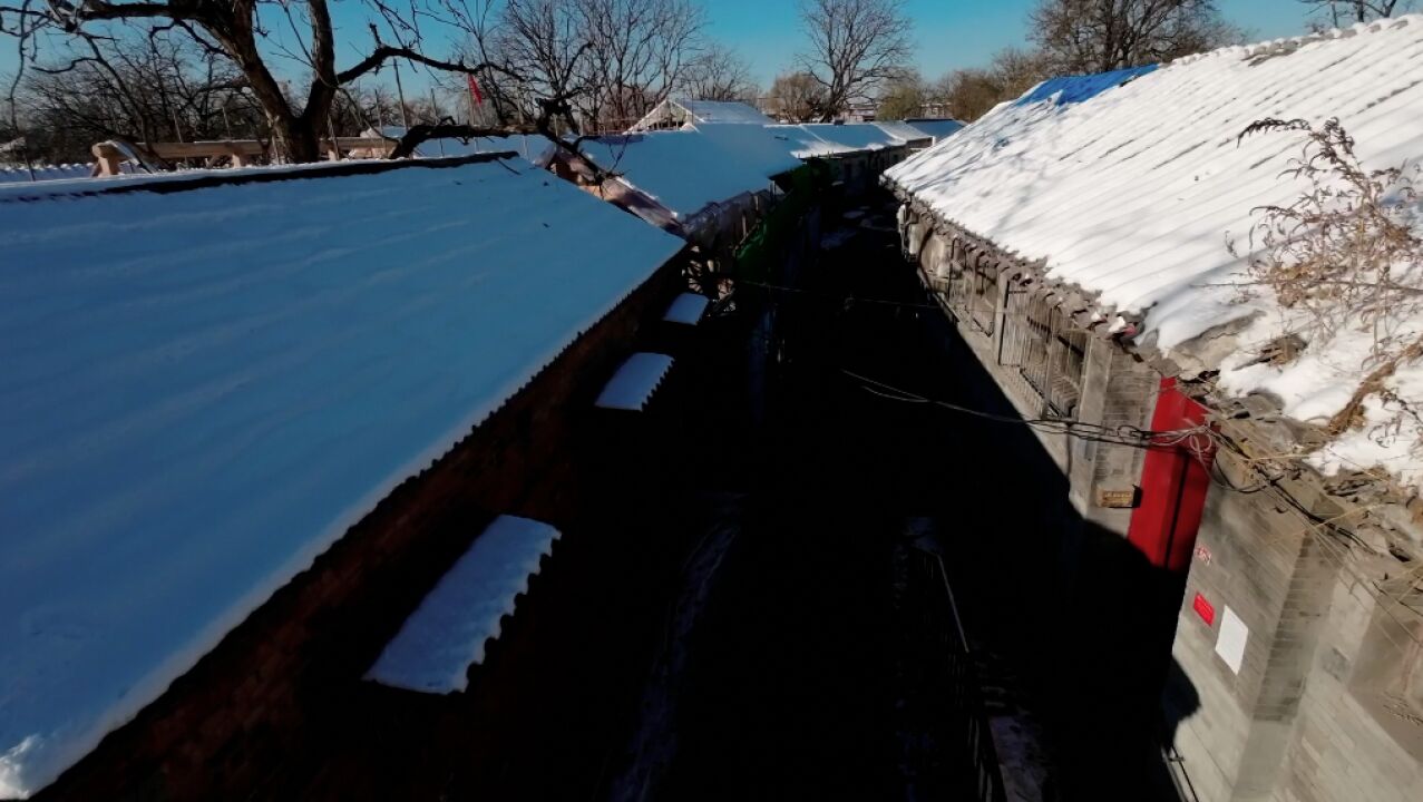 雪后的北京胡同宛如一幅水墨画 充满了浓郁的老北京风情