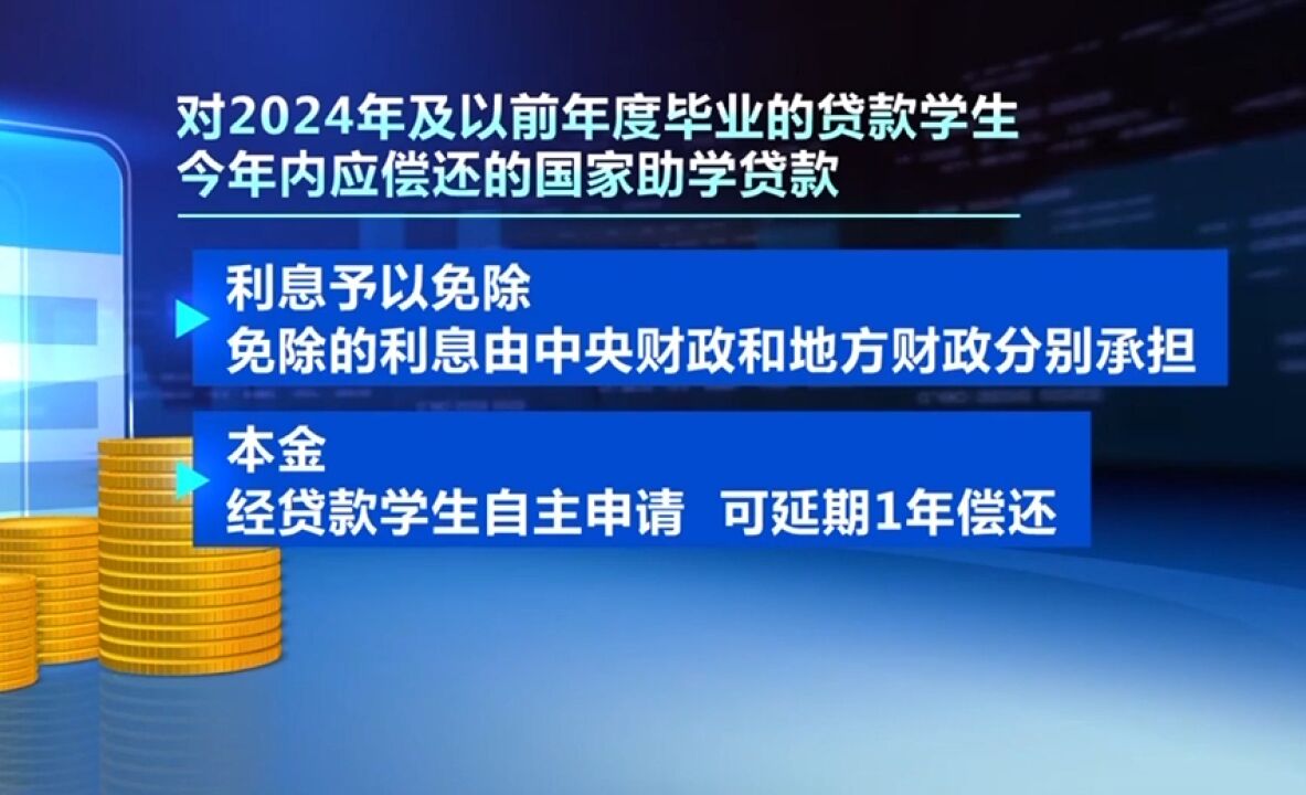 财政部等四部门:2024年国家助学贷款免息,本金可延期偿还