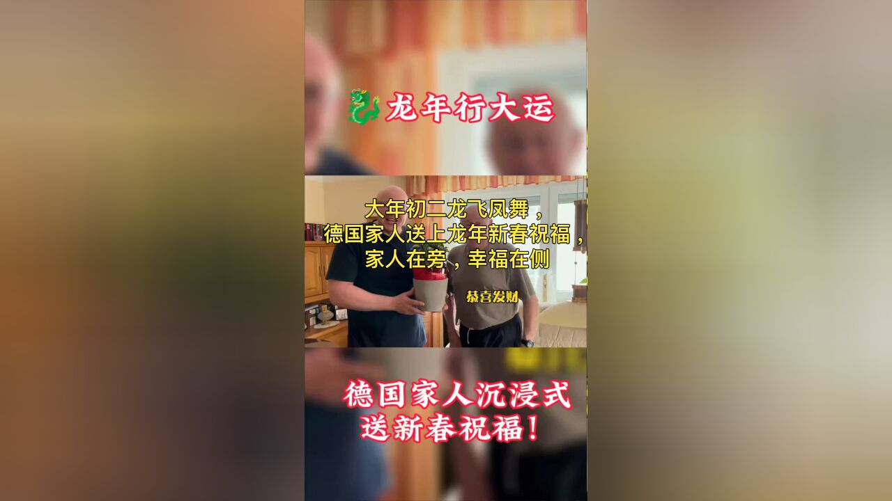 大年初二龙飞凤舞,德国家人送上龙年新春祝福.家人在旁,幸福在侧