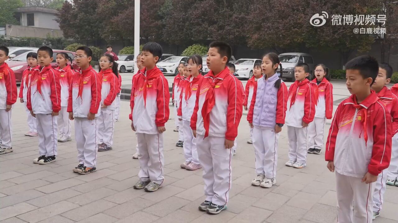 西安小学生清明节折纸花祭奠先烈