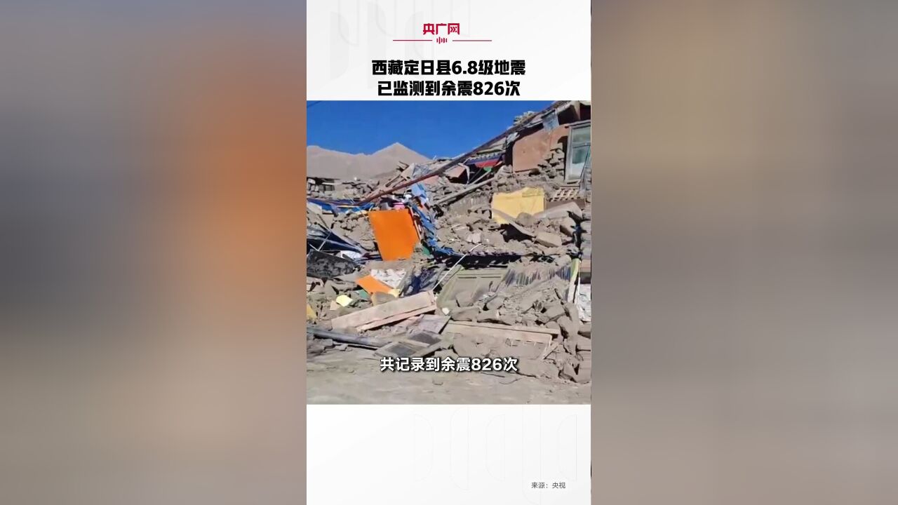 西藏定日县6.8级地震 中国地震台网中心共监测到余震826次