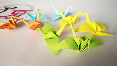 手工折纸:一张纸折出两只千纸鹤,尾尾相连的千纸鹤折纸教程