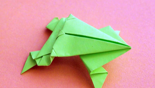 手工折纸大全,折一只可以跳跃的青蛙