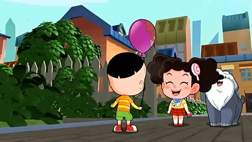 大头儿子送给棉花糖一个气球,棉花糖原谅了大头哥哥,两人和好了