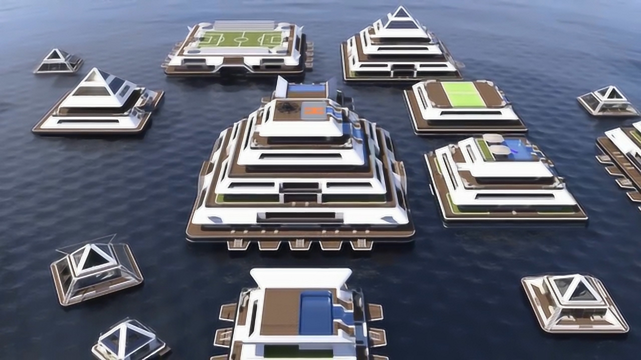 极具科幻感的未来海上模块化城市,外形酷似金字塔,可以随意移动