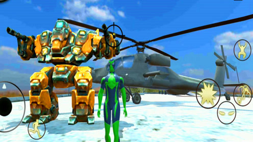 青蛙绳索英雄:青蛙君发现两件宝贝,机甲与阿帕奇!