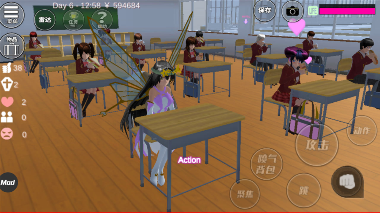 樱花校园模拟器:第一次发现教室十二点同学们上体育课回来吃东西