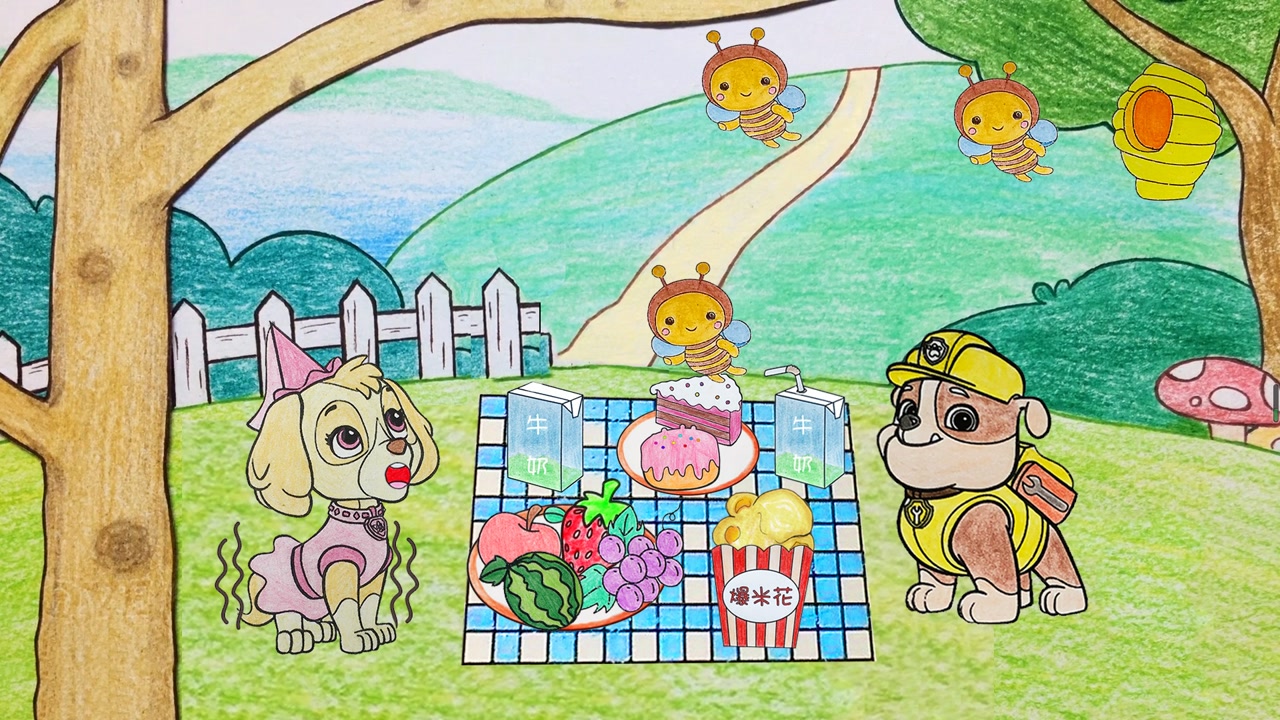 汪汪队手绘定格动画:到哪里野餐?