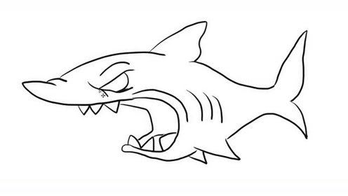 凶恶的鲨鱼幼儿亲子简笔画 宝宝轻松学画画