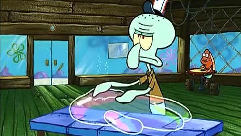 海绵宝宝带来泡泡人当客人,让章鱼哥给它按摩