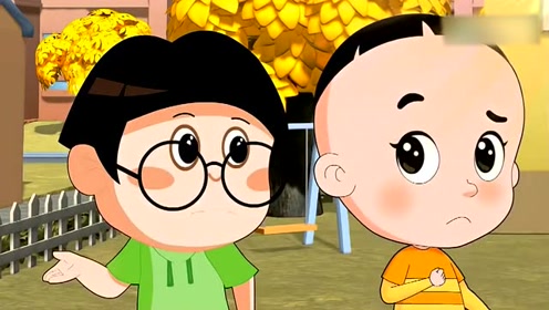 大头儿子邀请小明和棉花糖一起去参观自己种的花,真漂亮