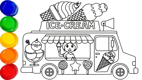 冰淇淋车画画图片图片