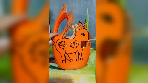废物利用,洗衣液瓶子制作的小鹿花瓶,我好喜欢呦