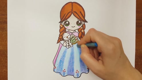 教你画一个可爱的小公主,手里还拿只布娃娃,两个大辫子更是漂亮!