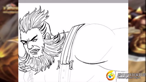 王者荣耀写实素描程咬金一个字干