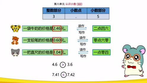 北师大版三年级数学上册第8单元 认识小数