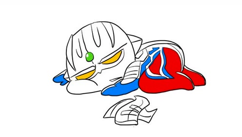 趴在地上休息的赛罗奥特曼 儿童卡通简笔画