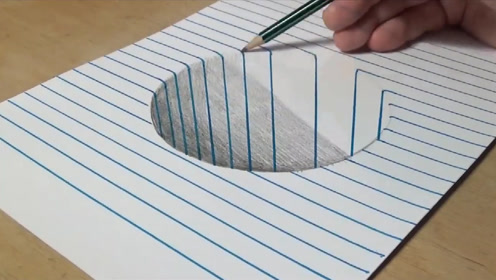 用石墨铅笔画一个圆洞