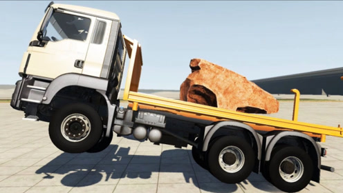 beamng:man卡车装上8吨岩石测试超强悬挂性能,画面够酸爽