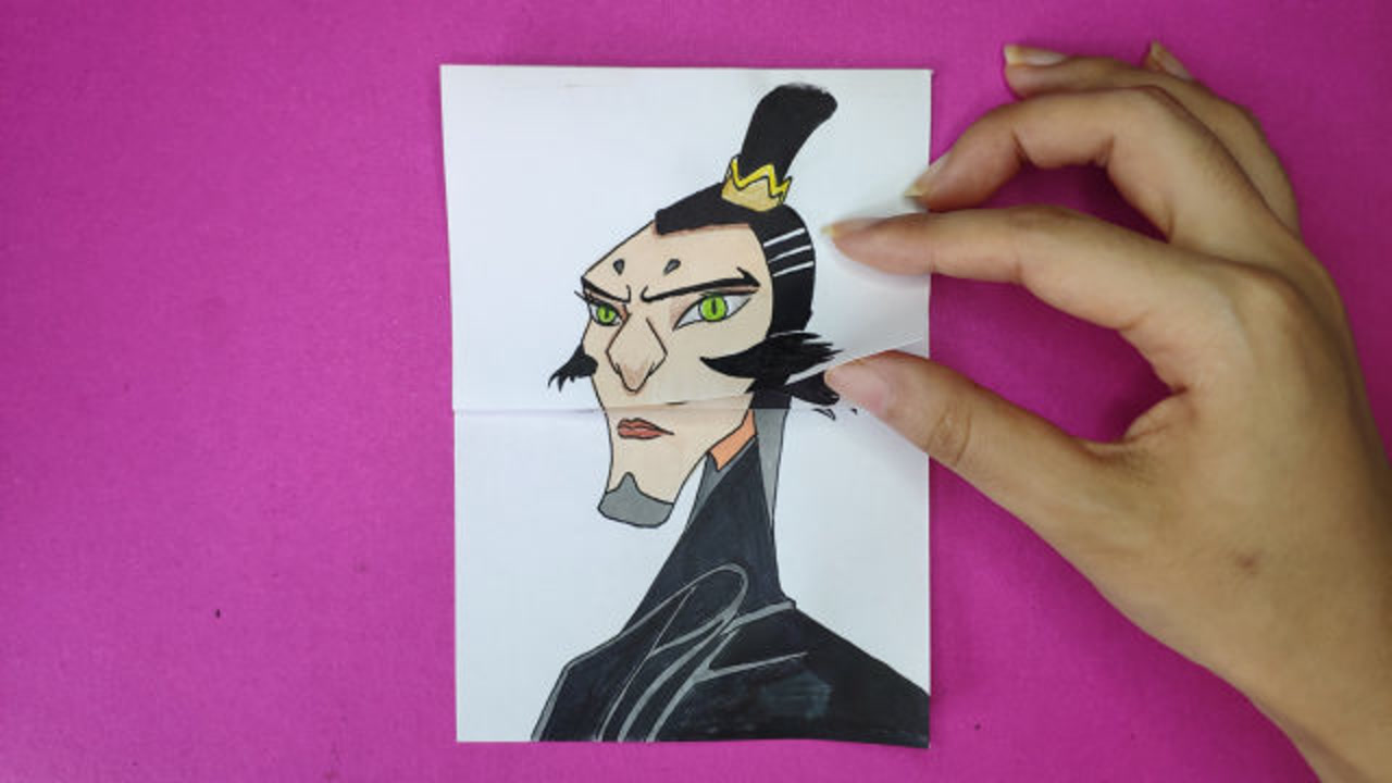 如何用一张普通纸手绘申公豹50岁和500岁长相变化画法简单有趣