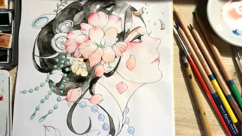 浮生赋贰 丹青录古风仙侠涂色素描集手绘色铅笔上色教程—阿馨