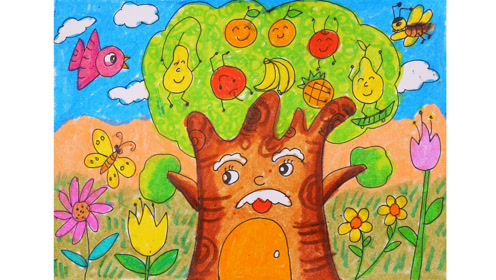 儿童画神奇的大树爷爷