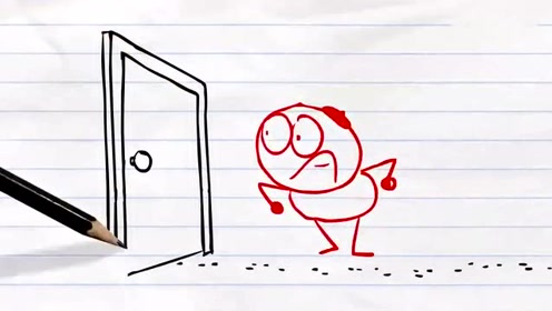 创意铅笔动画,铅笔人的画被小猫弄坏,气的直跺脚