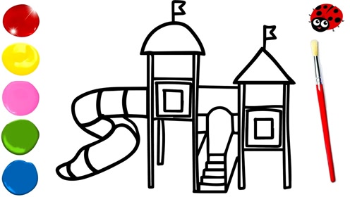 趣味简笔画:画滑滑梯玩具