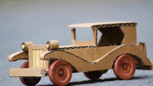 创意手工diy-硬纸板手工制作电动小汽车模板