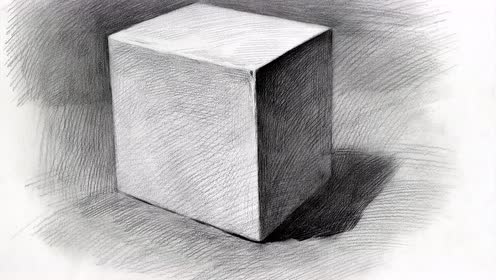 南华画室 i 素描几何体石膏正方体示范