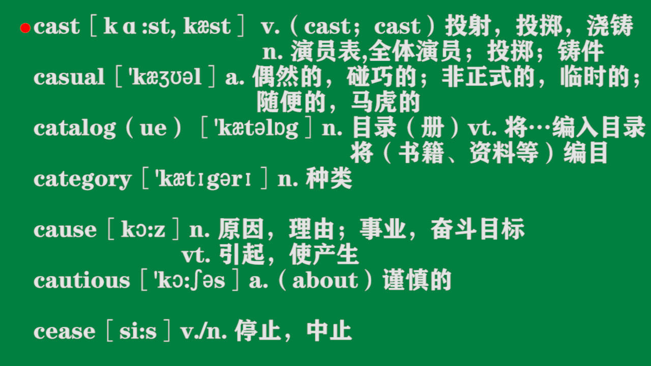 英语四级单词 cast—characterise