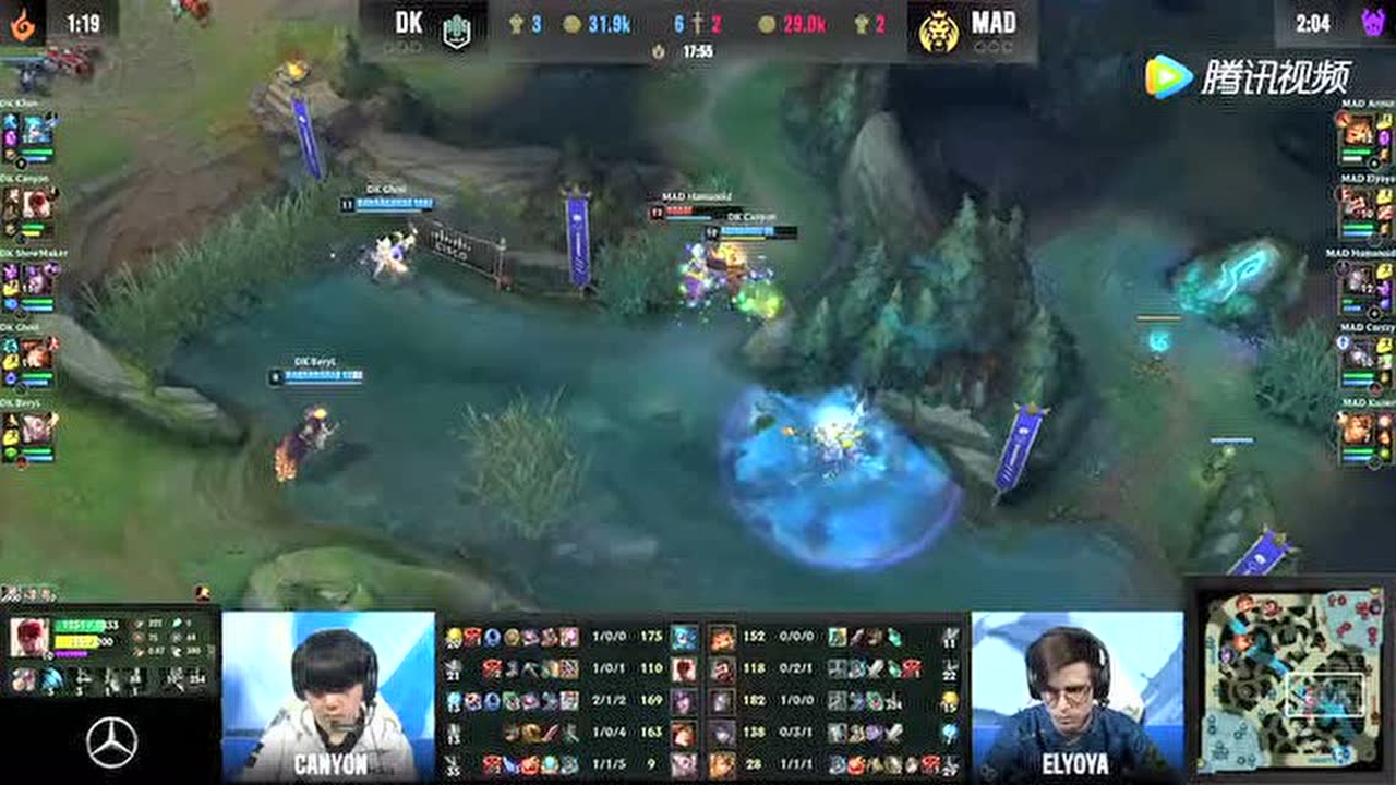 DK五人越塔强杀男枪 Canyon盲僧河道单吃发条