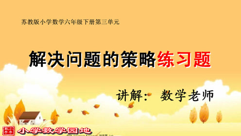 苏教版六年级数学下册三 解决问题的策略